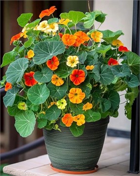 Настурция низкорослая Аляска микс, декоративные цветы, съедобная, лекарственная, продолжительное цветение, комнатная, медонос 4103